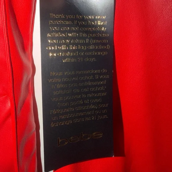 Bebe faux leather Vibrant Red Asymmetrical Dress - Picture 2 of 6